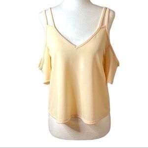 CHARLOTTE Russe light pink cold shoulder strappy camisole style top cropped SZ S